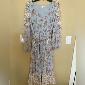 Blue, Pink, and White Floral Dress